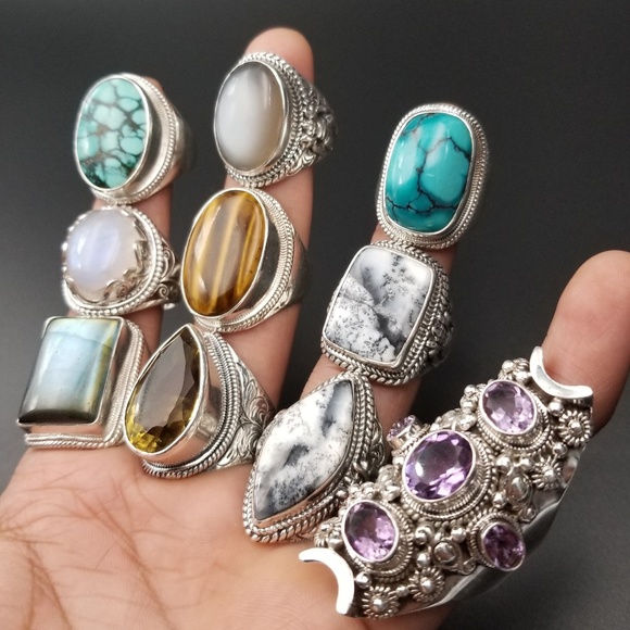 Handmade Sterling Silver Rings Authentic Stones - Picture 5 of 8